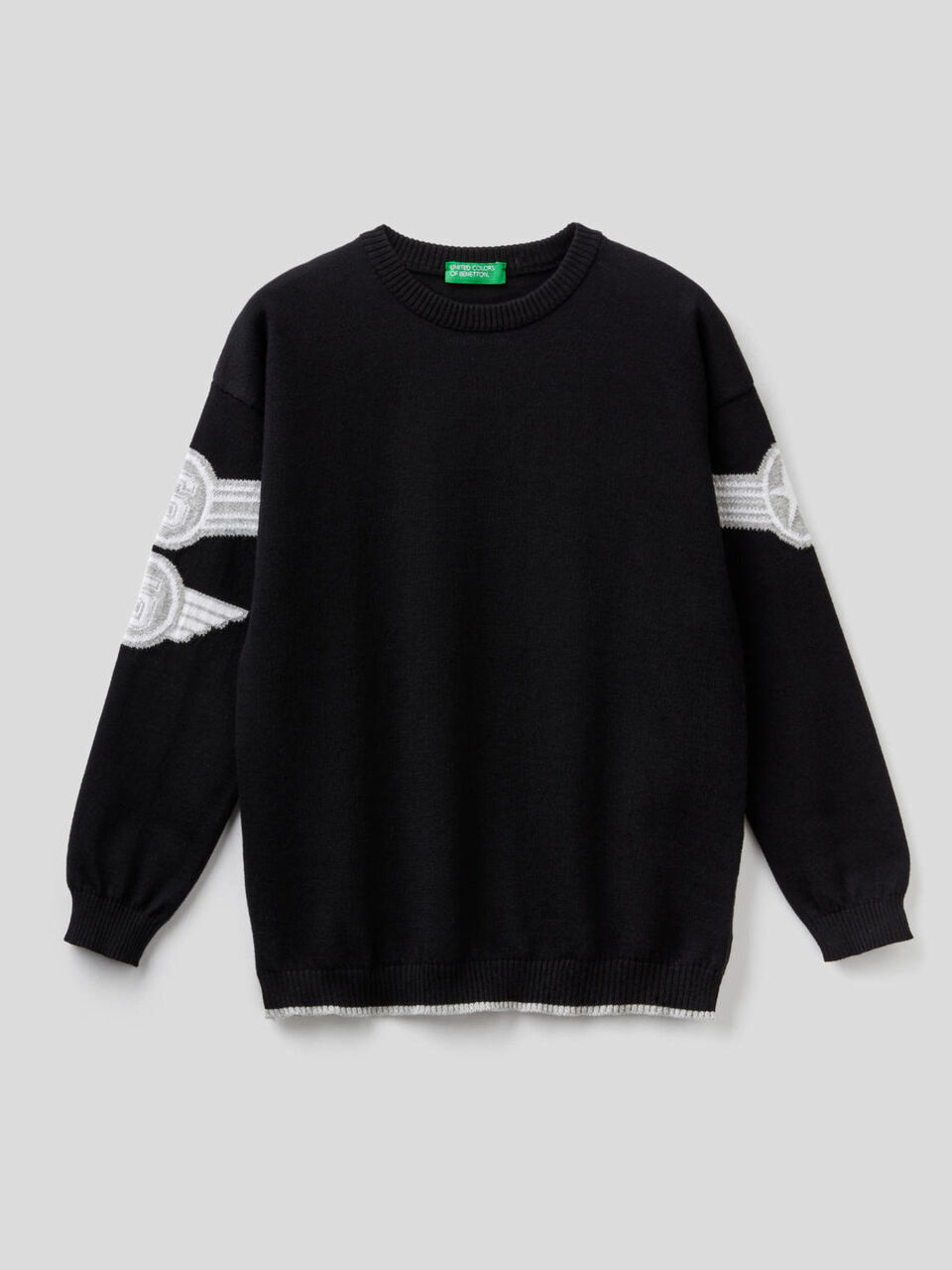 Pull avec intarsia en pur coton image number 1