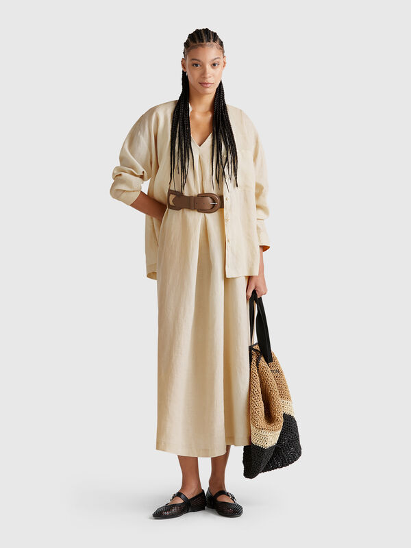 Robe sans manches en pur lin Femme