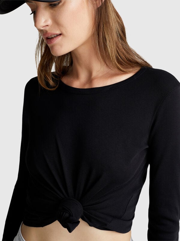 T-shirt à manches longues 100 % coton Femme