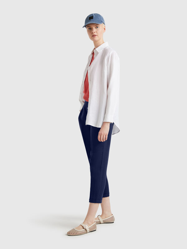 Pantalon court en 100% lin Femme