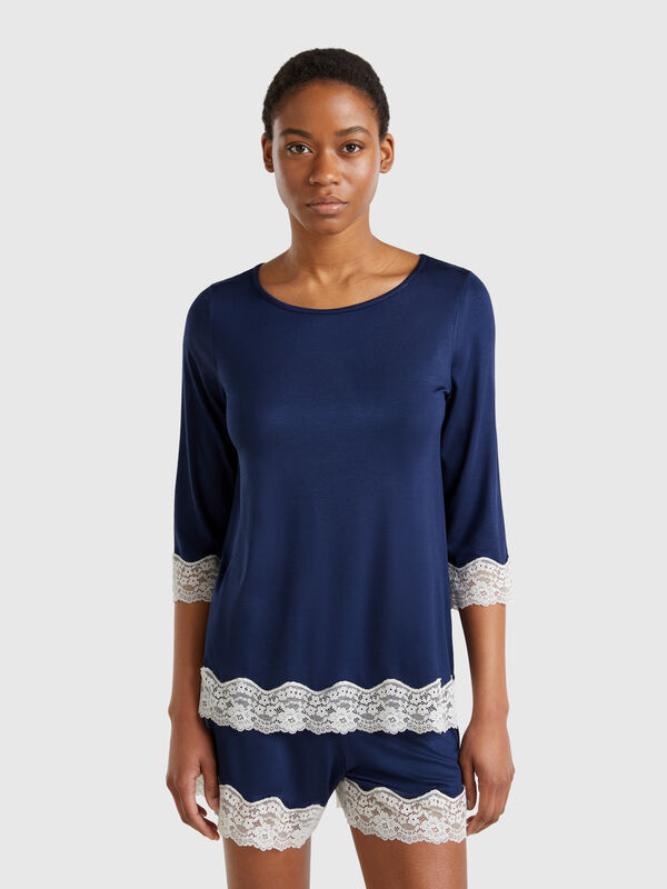 Chemise fluide détails dentelle Femme