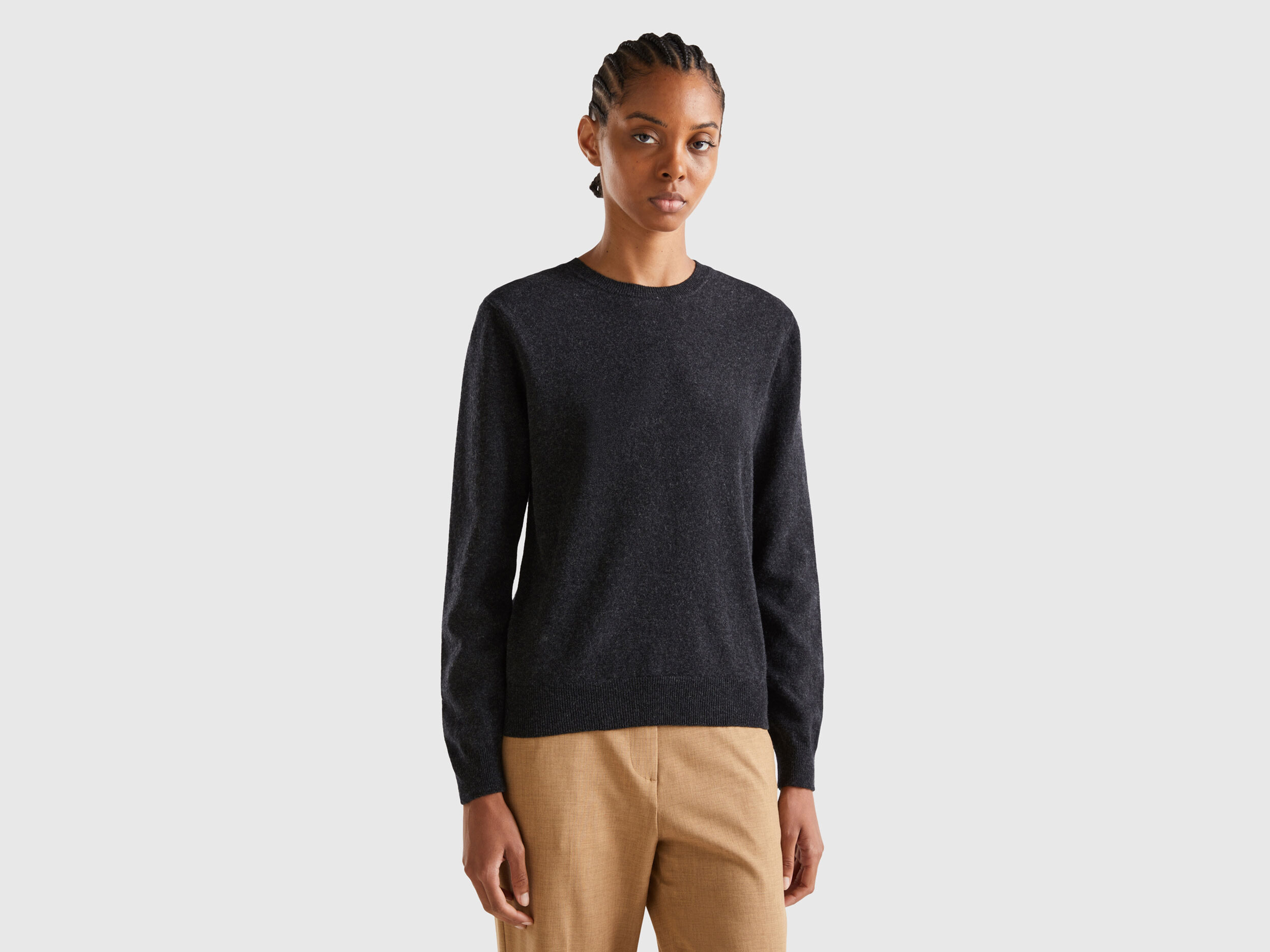 Pull gris col rond store