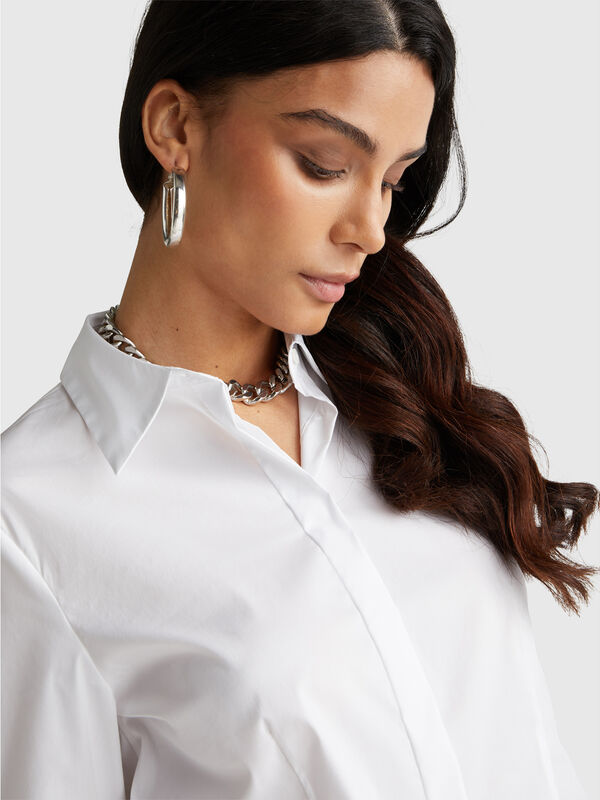 Chemise en coton mélangé extensible Femme