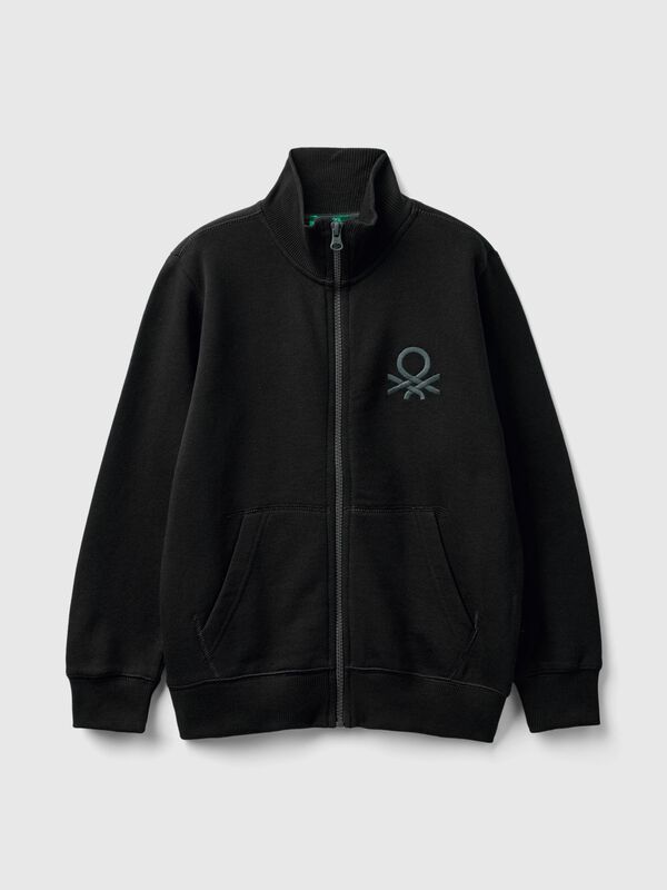 Sweat-shirt zippé en coton pur Garçon