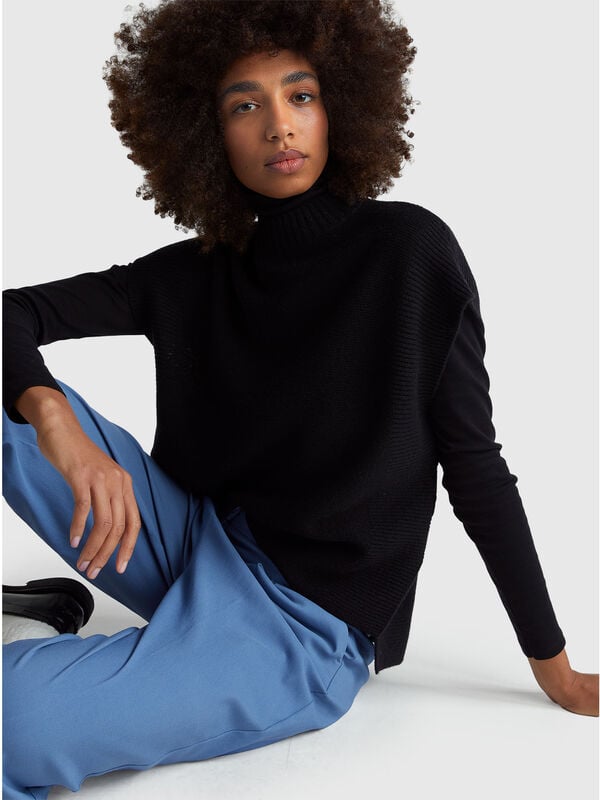 Gilet col roulé en laine mélangée Femme