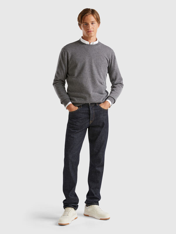Pull gris foncé en pur cachemire Homme