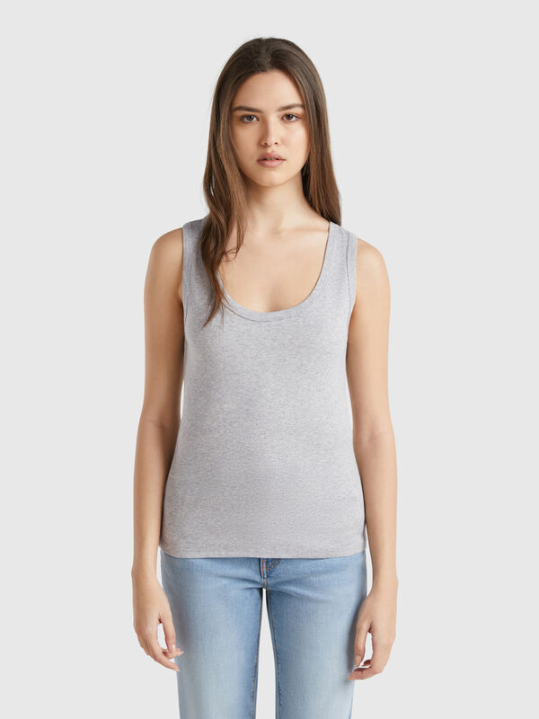Débardeur gris chiné en pur coton Femme