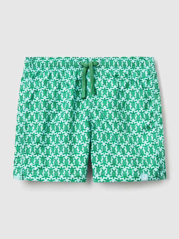 Short de bain en nylon à motifs Garçon