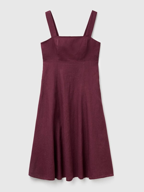 Robe à encolure carrée en pur lin Femme