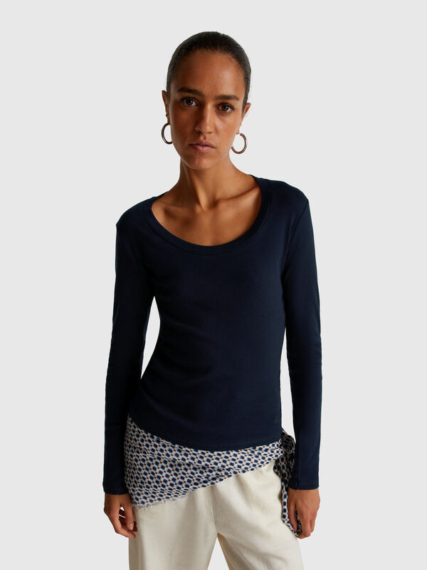 T-shirt à manches longues en pur coton T-shirt à manches longues en pur coton Femme