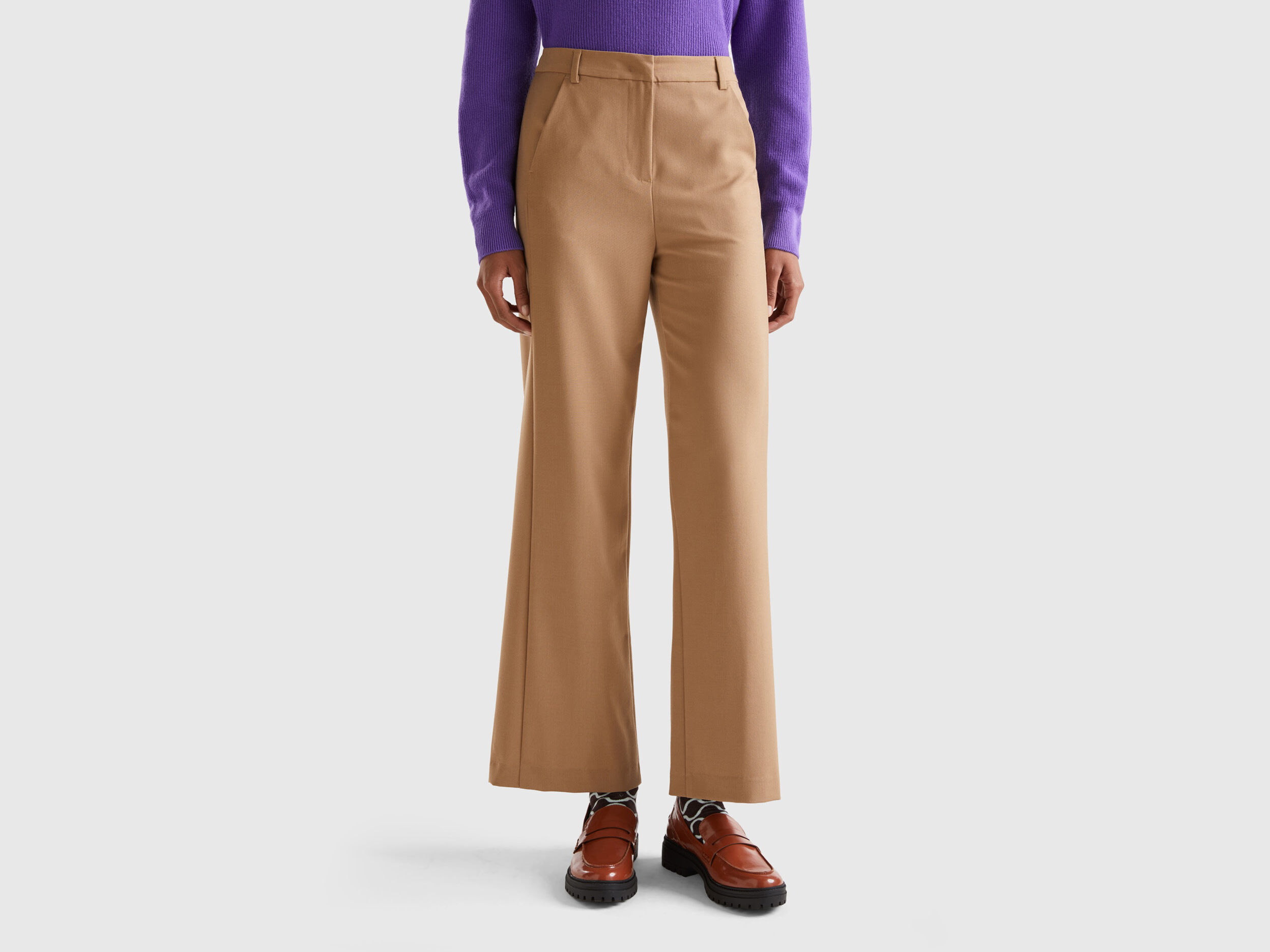 Pantalon fluide coupe droite Camel Benetton