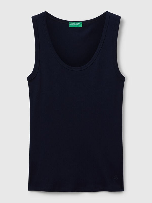 Débardeur bleu foncé en pur coton Femme