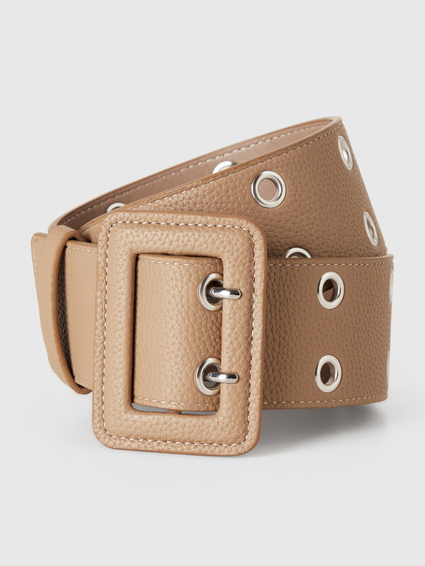 Ceinture taille haute en tissu enduit Femme