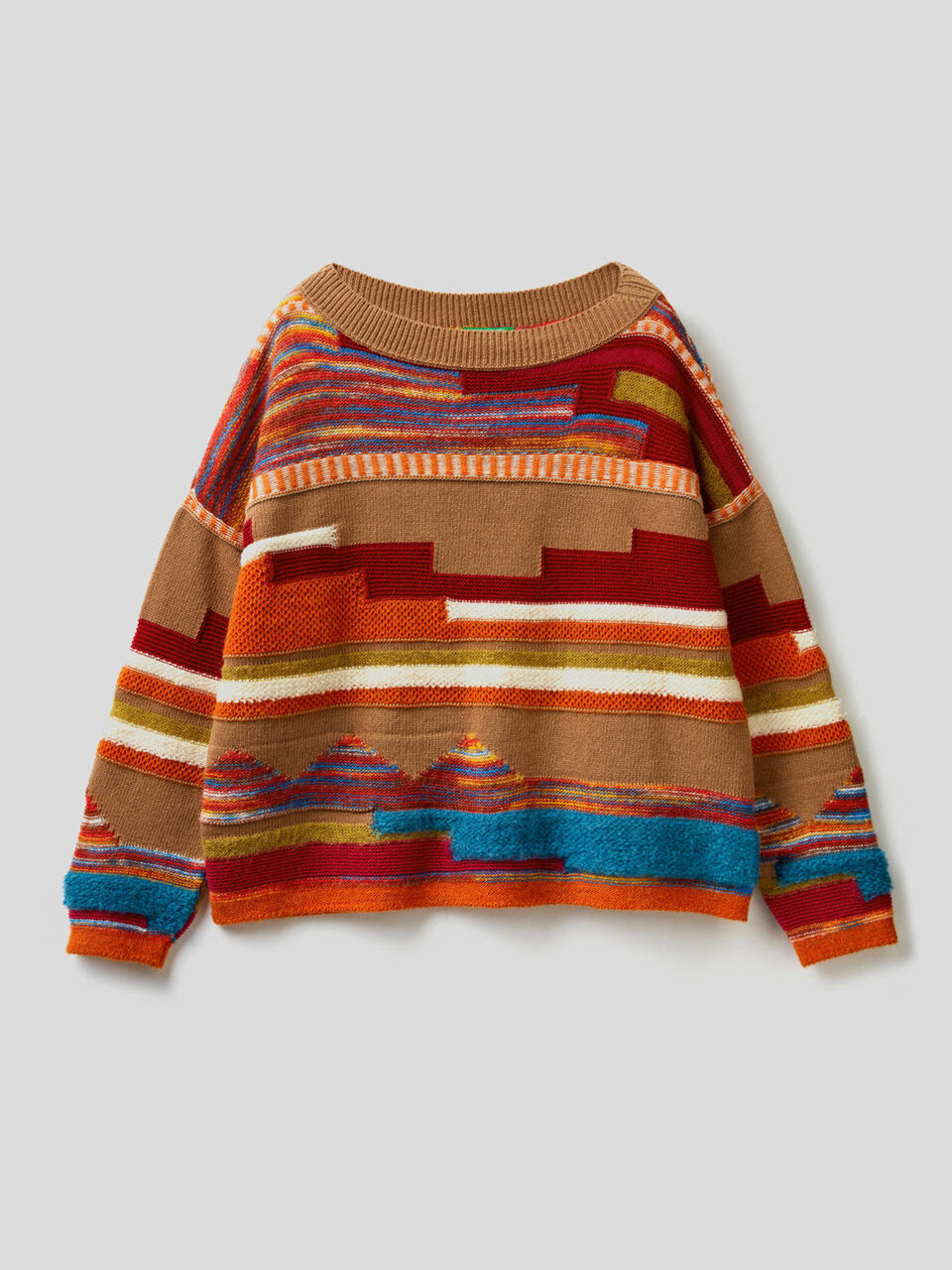 Pull multicolore avec motifs en intarsia image number 1