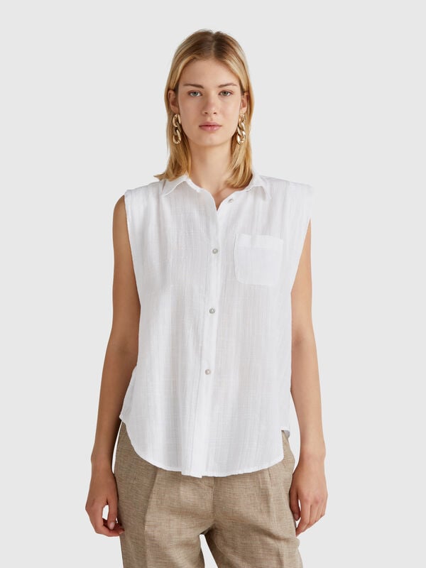 Chemise sans manches avec noeud Femme