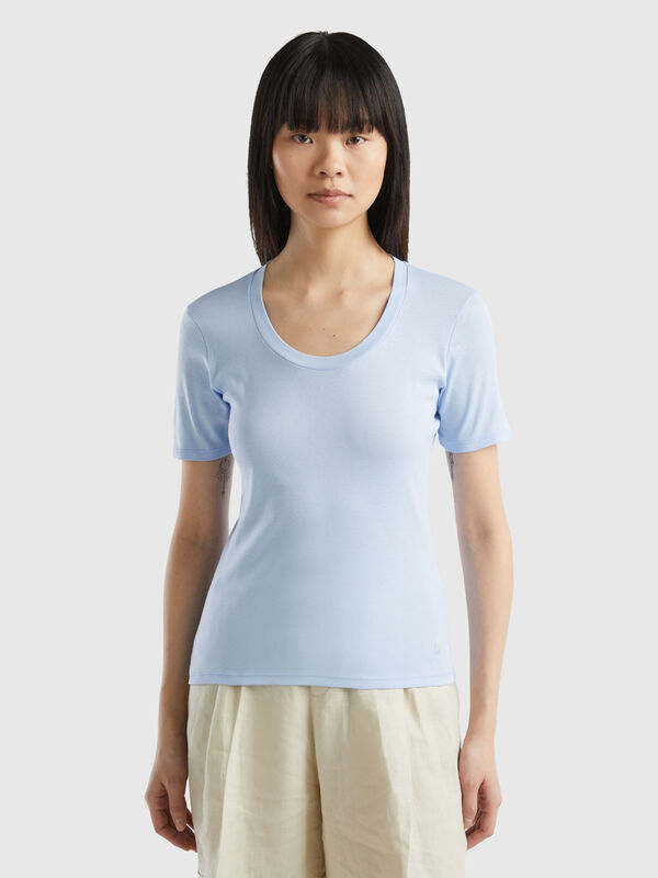 T-shirt à manches courtes en coton à fibre longue Femme