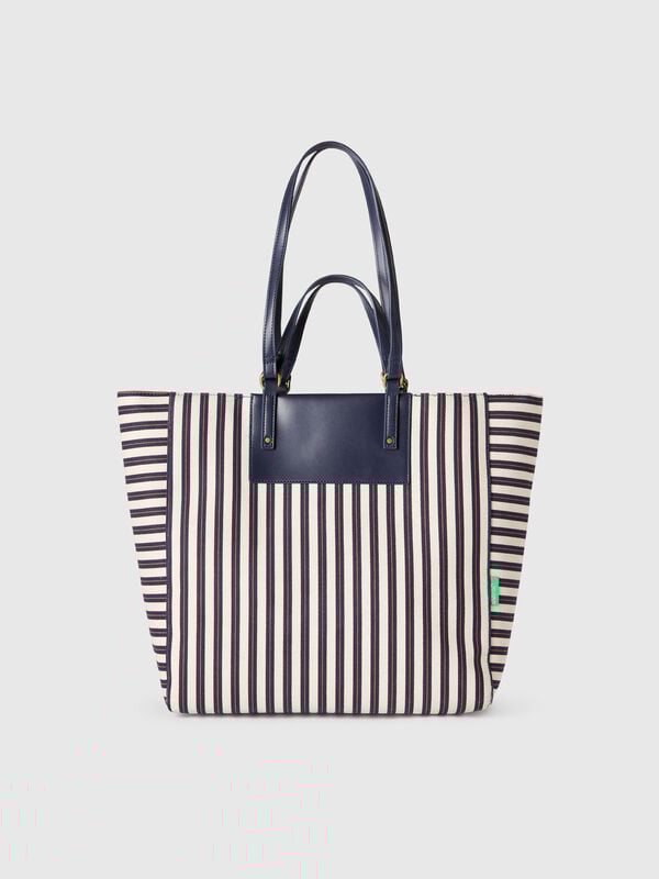 Cabas rayé bleu et blanc Femme