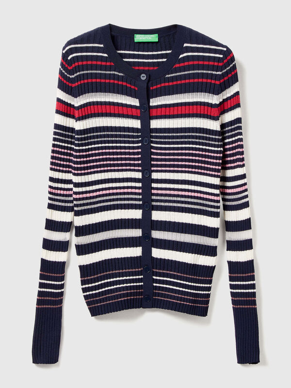 Cardigan rayé en viscose mélangée Femme