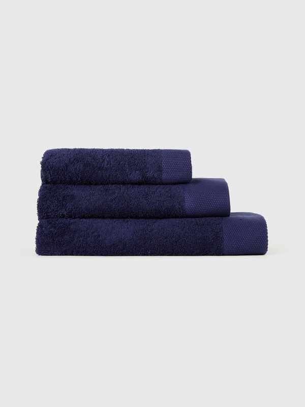 Lot de serviettes de toilette bleu foncé 100 % coton