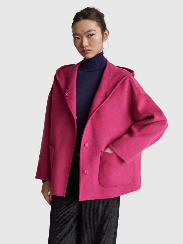 Veste à capuche en mélange de laine Femme