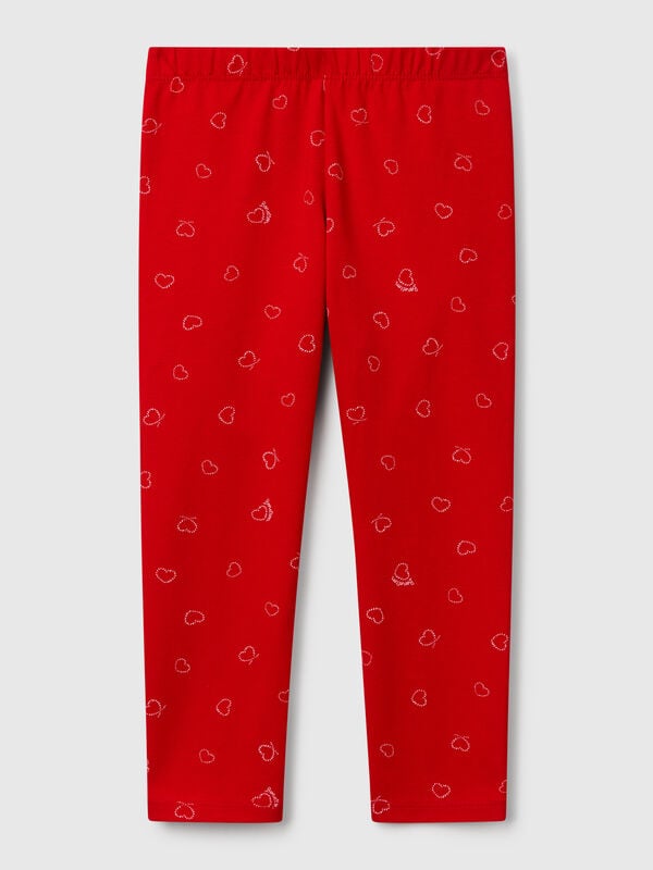 Legging rouge imprimé coeur Filles