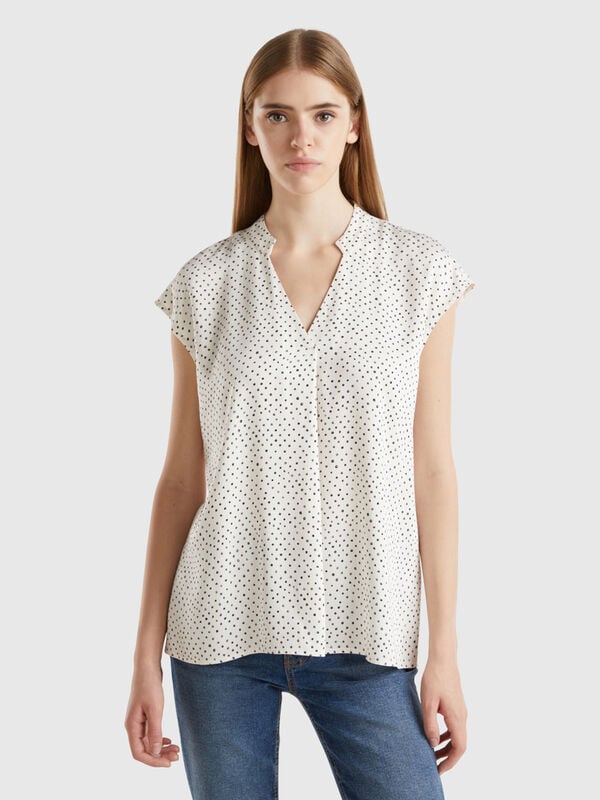 Blouse à pois en viscose durable Femme