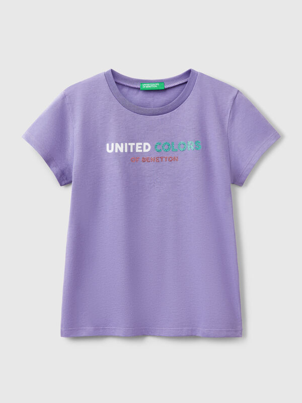 T-shirt en coton à logo pailleté Filles
