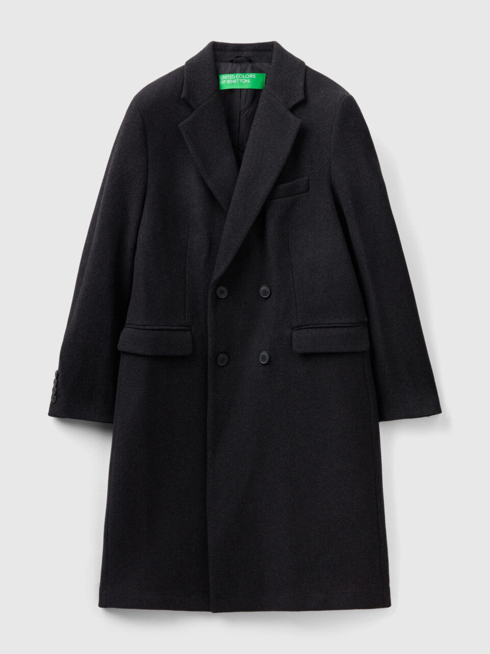 Manteau ajust double boutonnage Noir Benetton