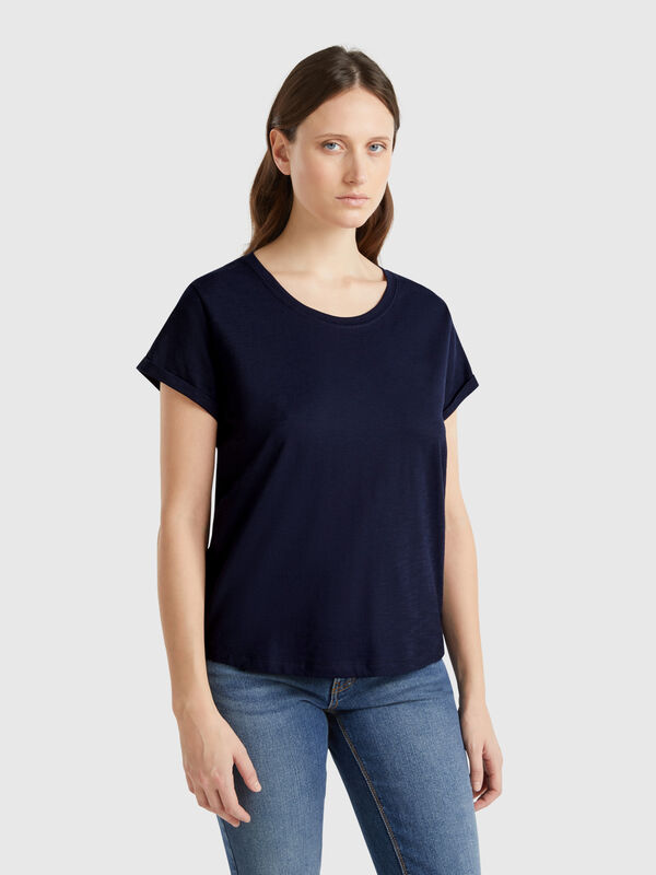 T-shirt à manches courtes en coton léger Femme