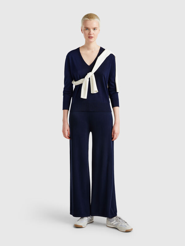 Pantalon large en maille Femme