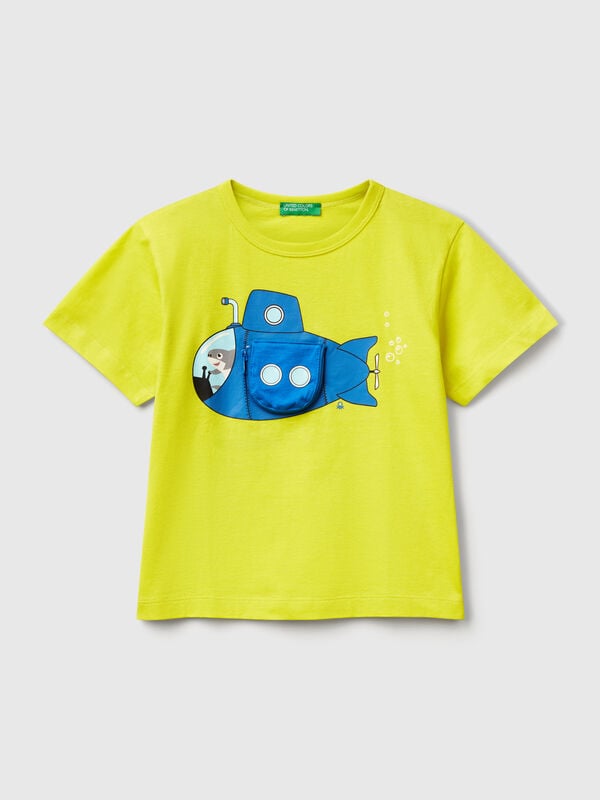T-shirt avec imprimé et application sous-marin Garçon