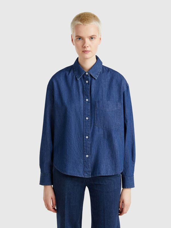 Chemise courte en chambray Femme