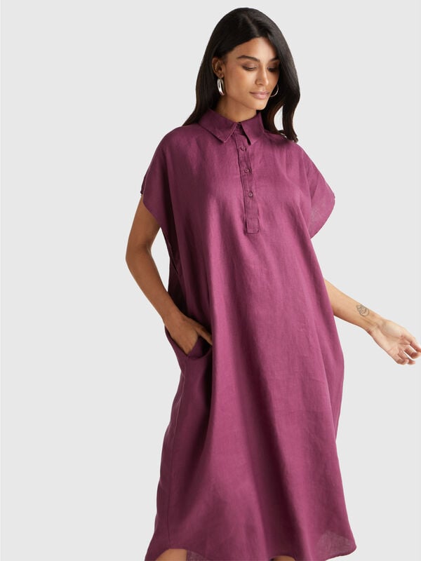 Robe midi en pur lin Femme