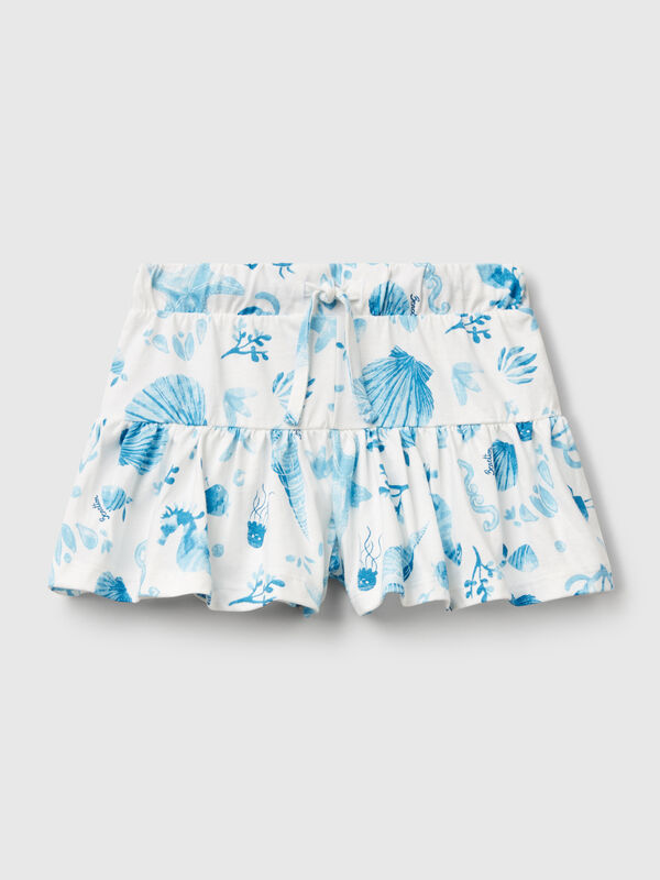 Short blanc à coquillages bleus Filles
