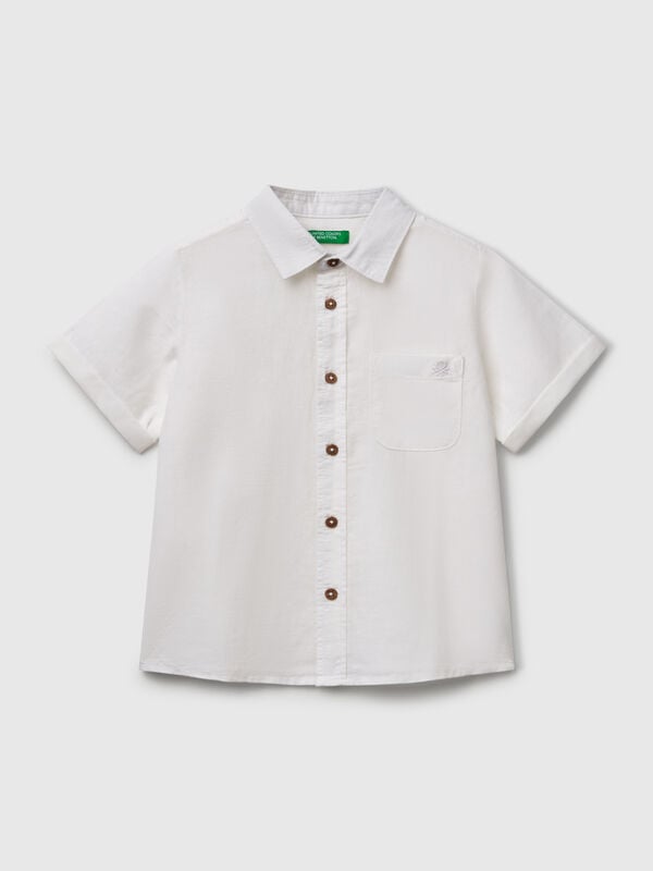 Chemise à manches courtes en lin mélangé Garçon