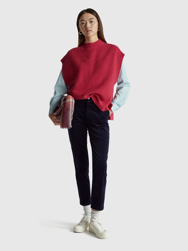 Gilet col roulé en laine mélangée Femme