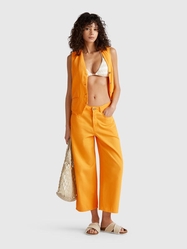 Pantalon jaune cinq poches Femme