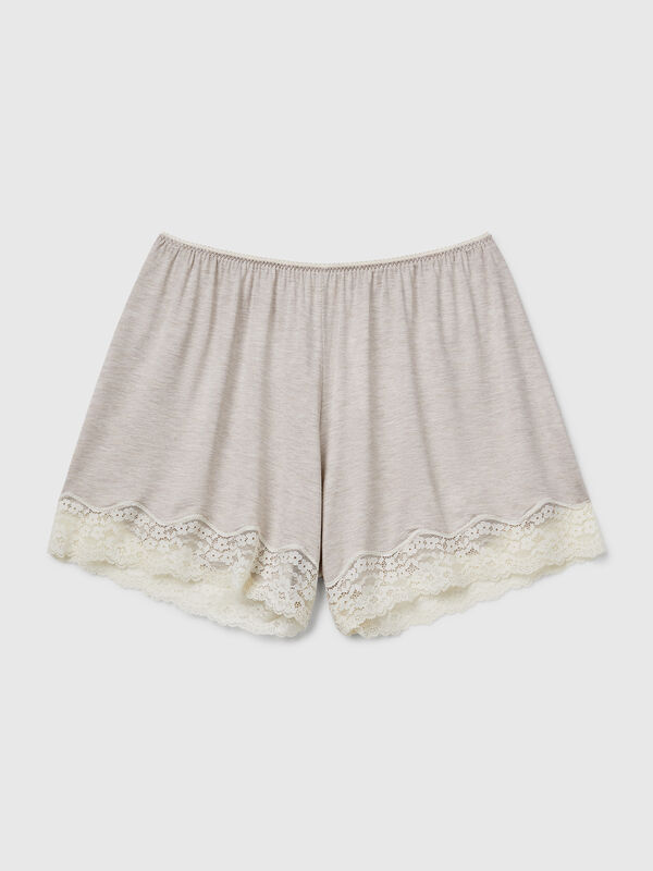 Short fluide avec dentelle Femme