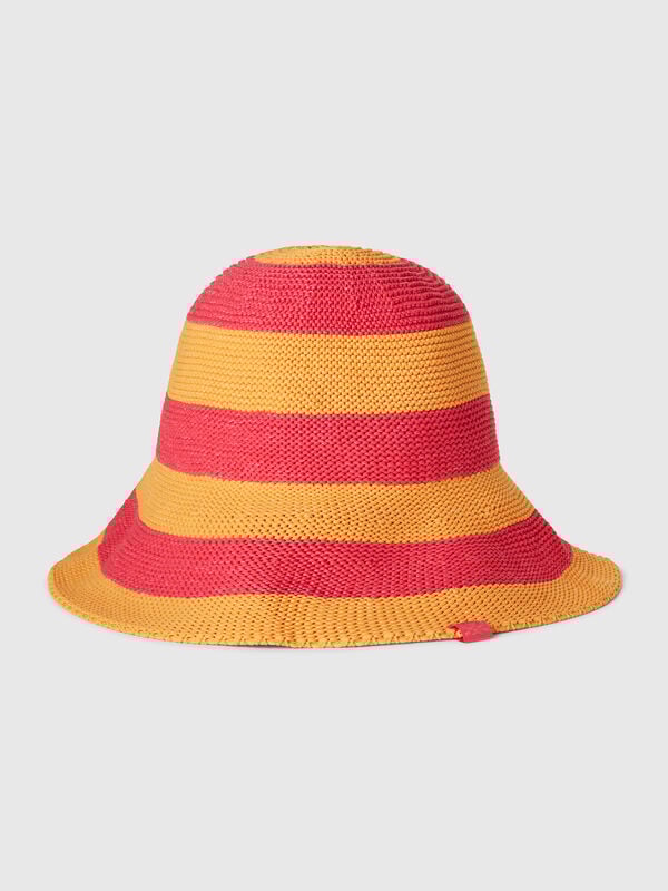 Bonnet rayé orange et fuchsia Femme