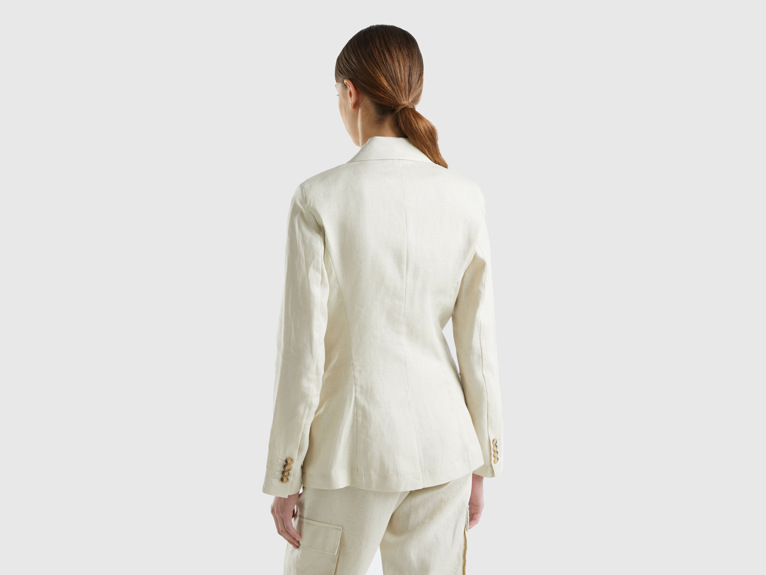 Blazer en pur lin Beige Benetton