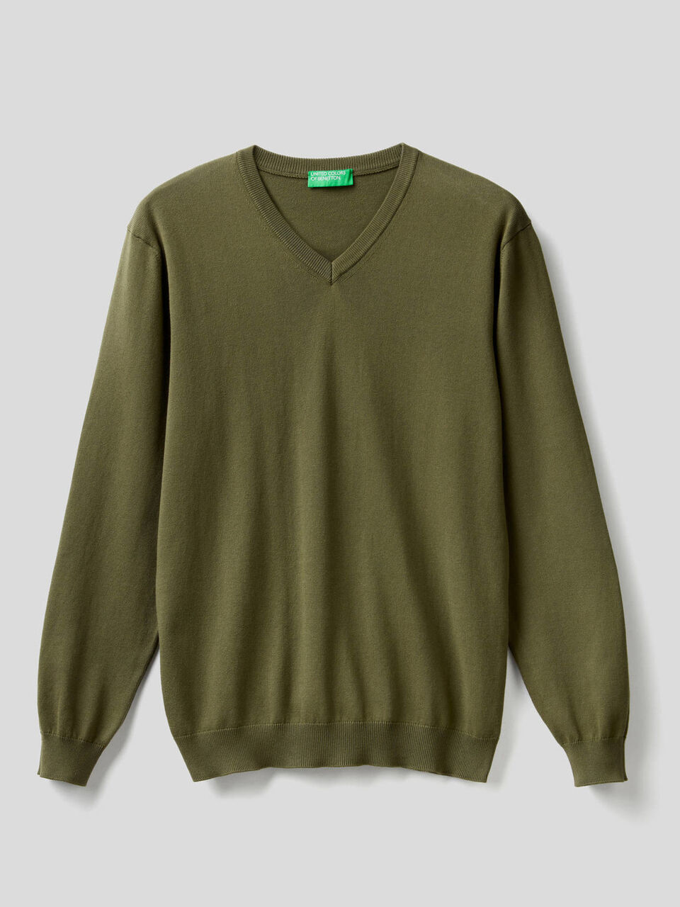 Pull en pur coton avec col en V image number 1