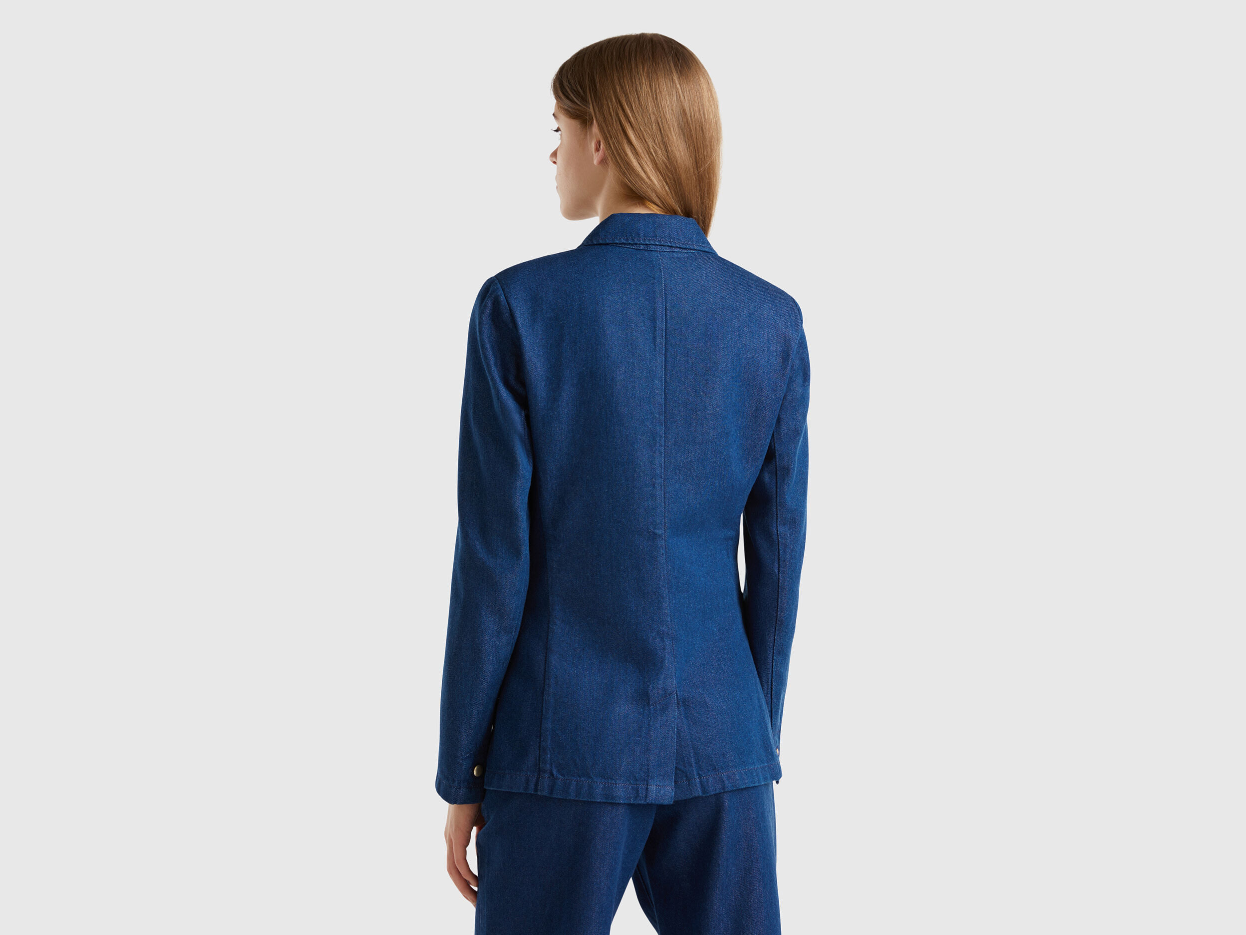 Blazer a double boutonnage en jeans Bleu Benetton