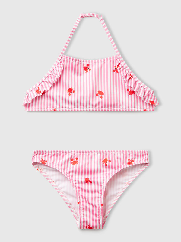 Bikini de plage rayé avec crabes Filles