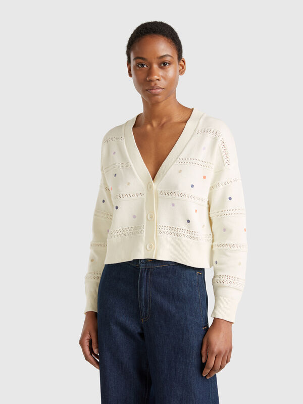 Cardigan à fleurs brodées Femme