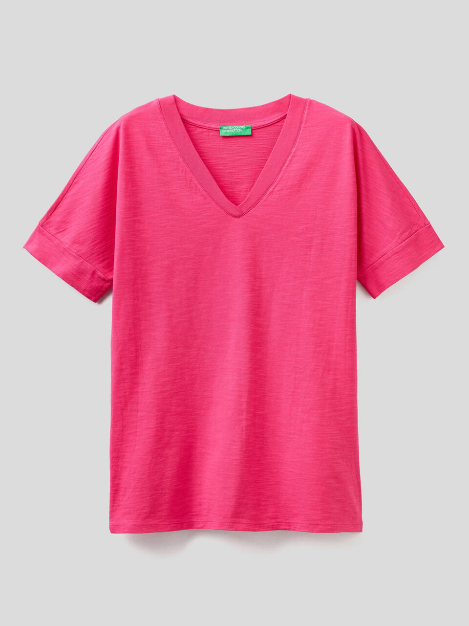 T-shirt avec col en V 100% coton image number 1