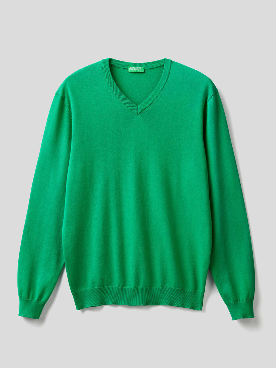 Pull en pur coton avec col en V image number 1
