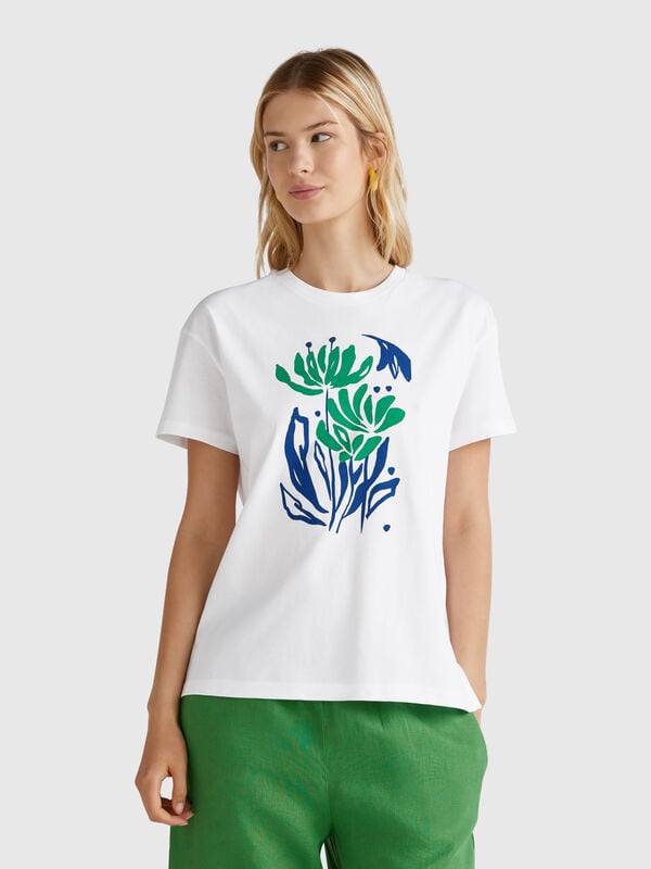 T-shirt régulier avec imprimé fleuri Femme