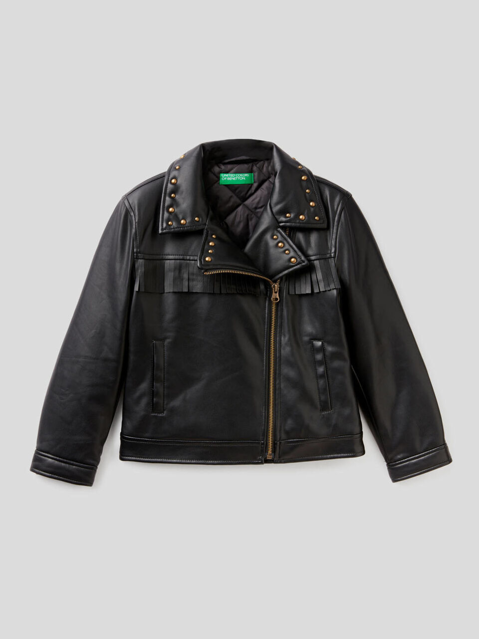 Blouson biker à franges et clous image number 1