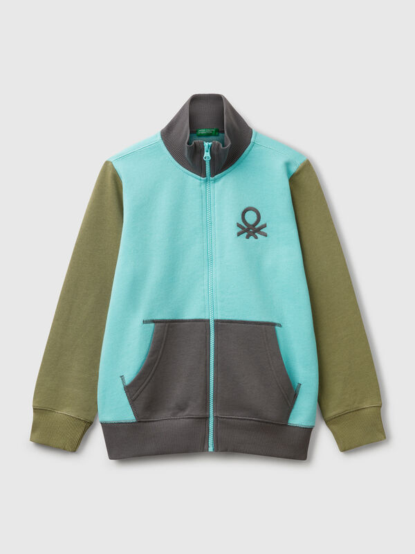 Sweat-shirt zippé en coton pur Garçon
