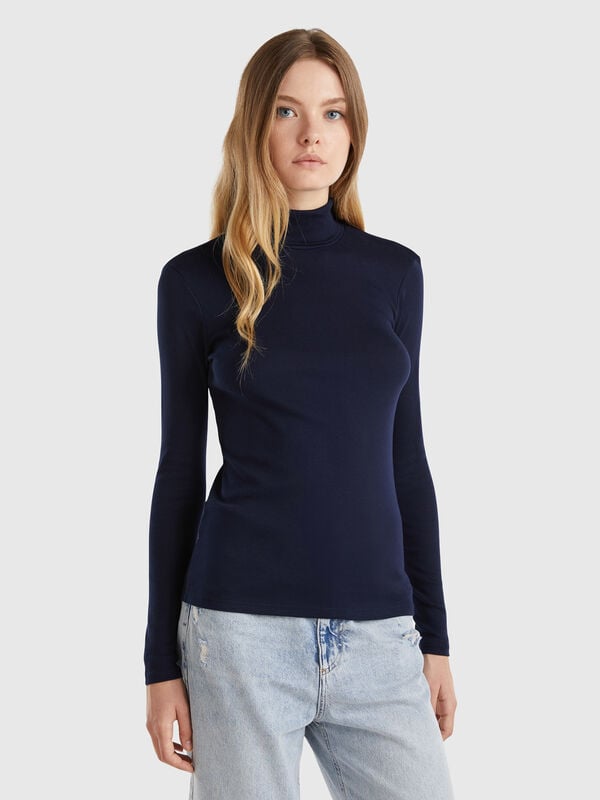 T-shirt à manches longues et col montant Femme
